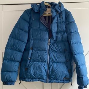 Burberry Brit Basford  Goose  Down Hood Teal Blue 2 In 1 Jacket Vest Sz S